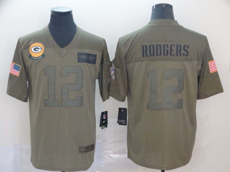 Men's Green Bay Packers Aaron Rodgers #12 Brown Jersey